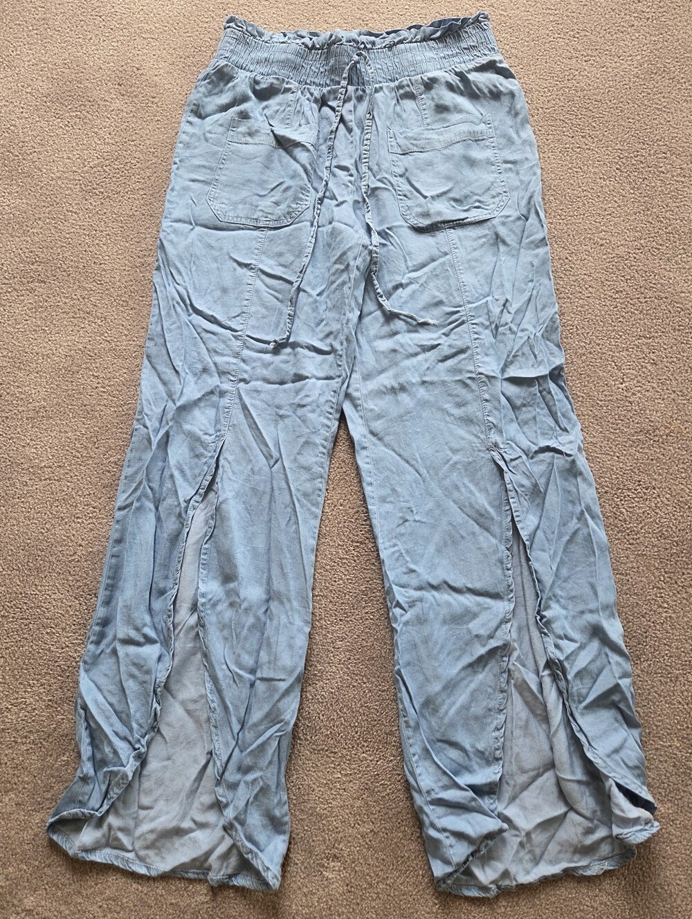 Light Blue Chambray Palazzo Pants